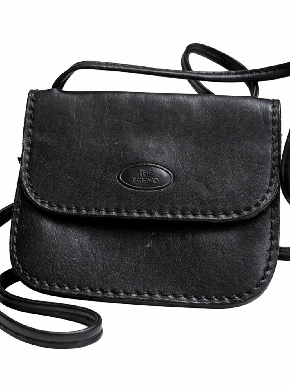 THE TREND Vintage Black Leather Crossbody Bag